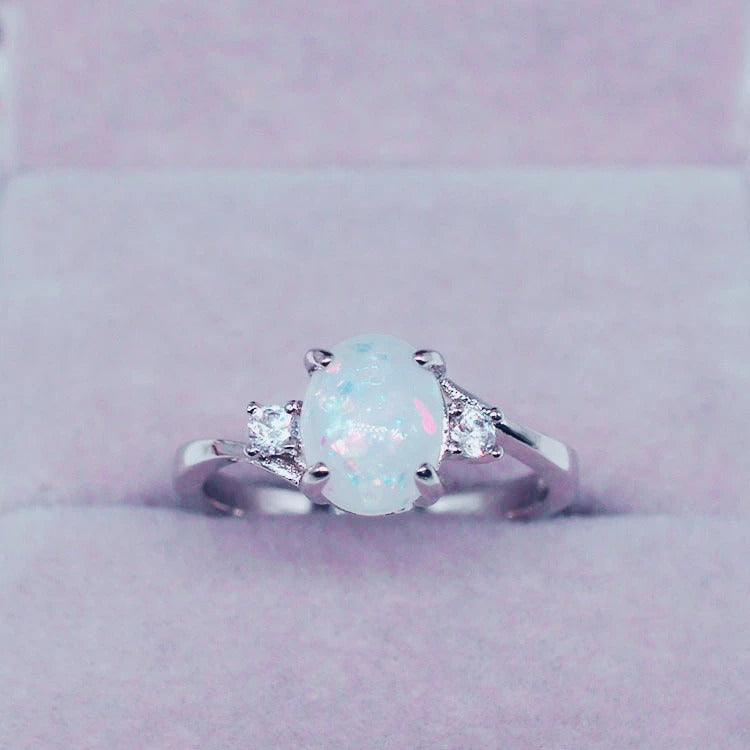 Oval Cut Fire Opal Ring