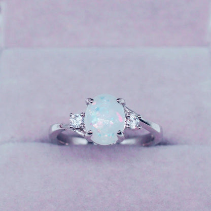 Oval Cut Fire Opal Ring
