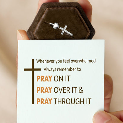 Pray Through It Cross & Heart Ring