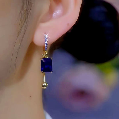 14K Gold-Plated Luxury Crystal Square Earrings