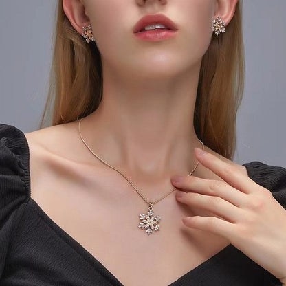 🔥Summer Hot Sale🌊	Diamonds Snowflake Earrings Necklace Set