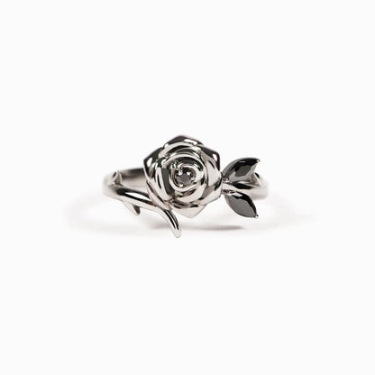 BURNED AND SURVIVED ENGRAVED BLACK ROSE RING