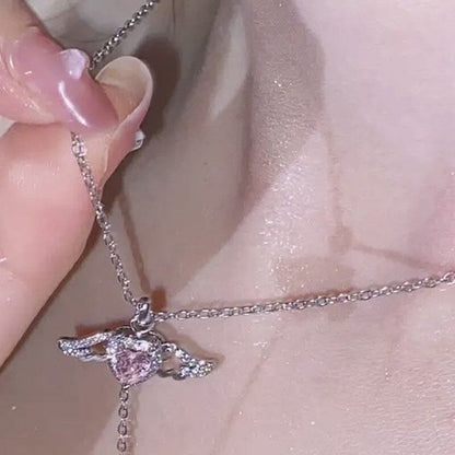 🌸2024 Spring Hot Sale✨PINK ANGEL WINGS NECKLACE