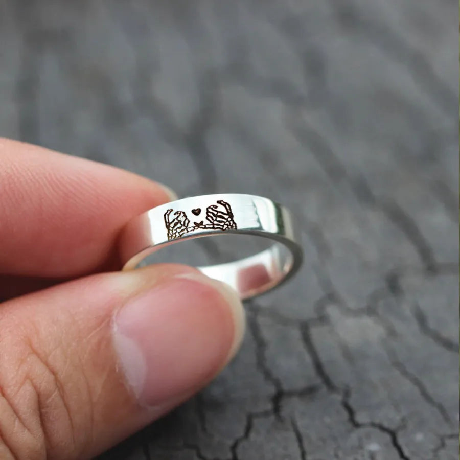 FOR FRIEND - RIDE OR DIE SKELETON PINKY PROMISE RING