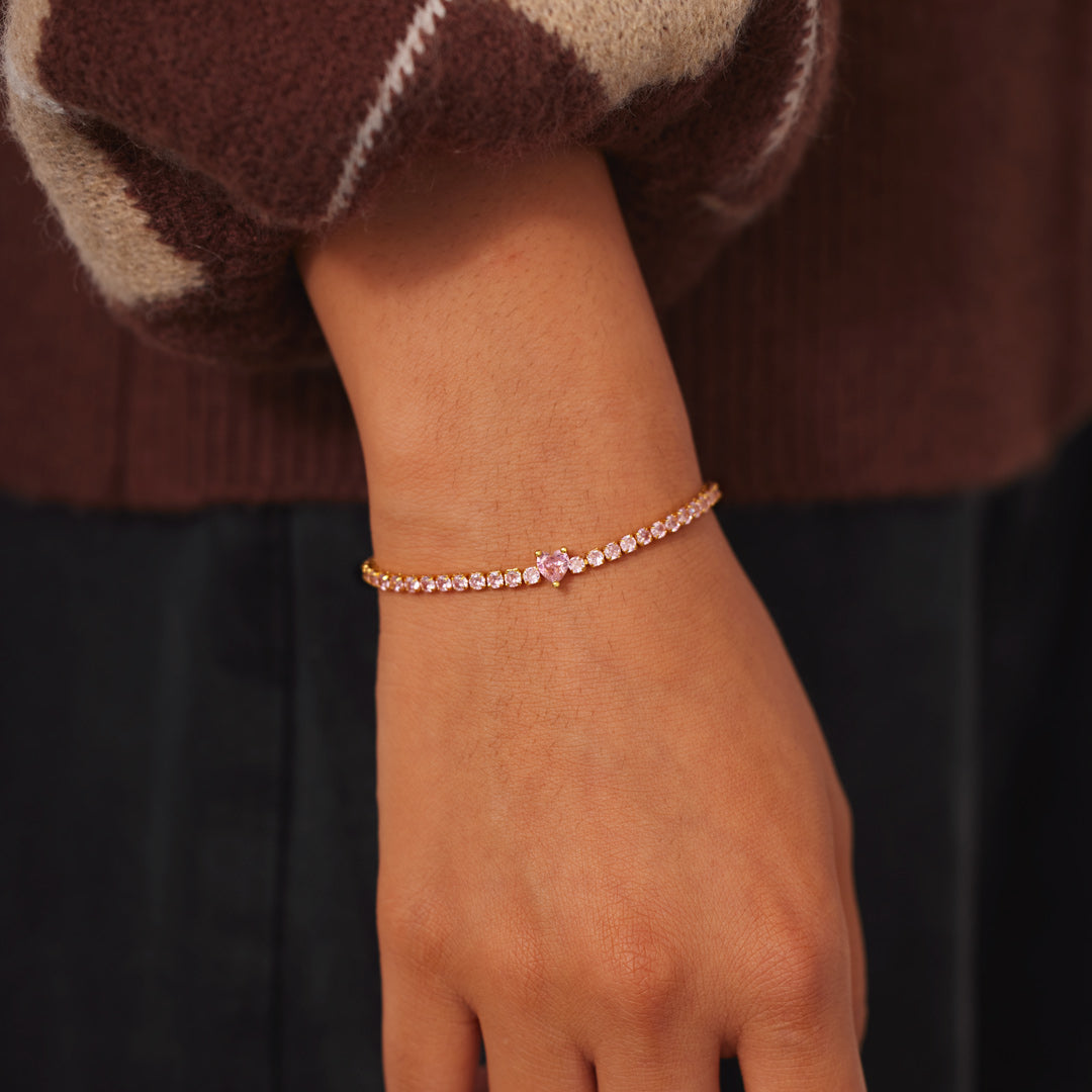 I Am Enough Pavé Heart Bracelet