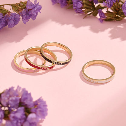 For Love- Exclusive Color Enamel Name Customized Ring