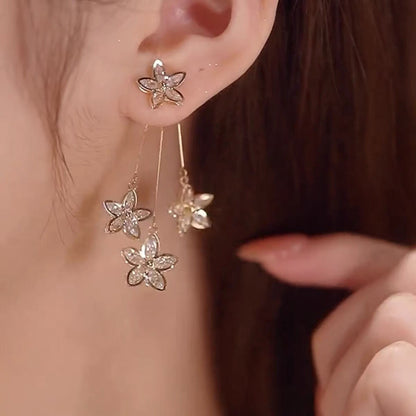 Zircon Tassel Floral Earrings
