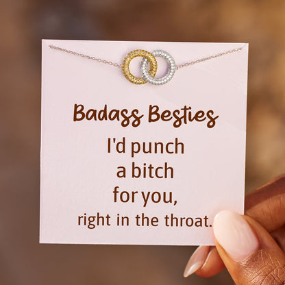 I'd Punch A Bitch For You Gold & Silver Linking Circles Bracelet