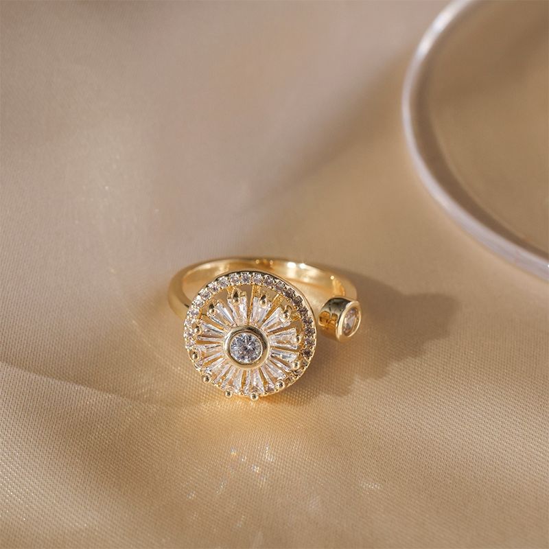 Gold Crystal Anxiety Relief  Spinning Ring