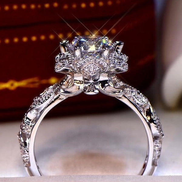 Snowflake Design Moissanite Ring