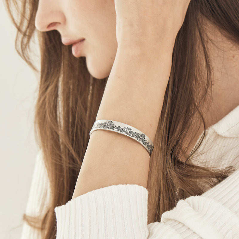 For Granddaughter - I'll Always Be There For You Wave Cuff Bracelet