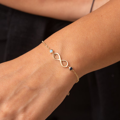 MOTHER & DAUGHTER FOREVER LINKED TOGETHER INFINITE CUSTOM BIRTHSTONES BRACELET