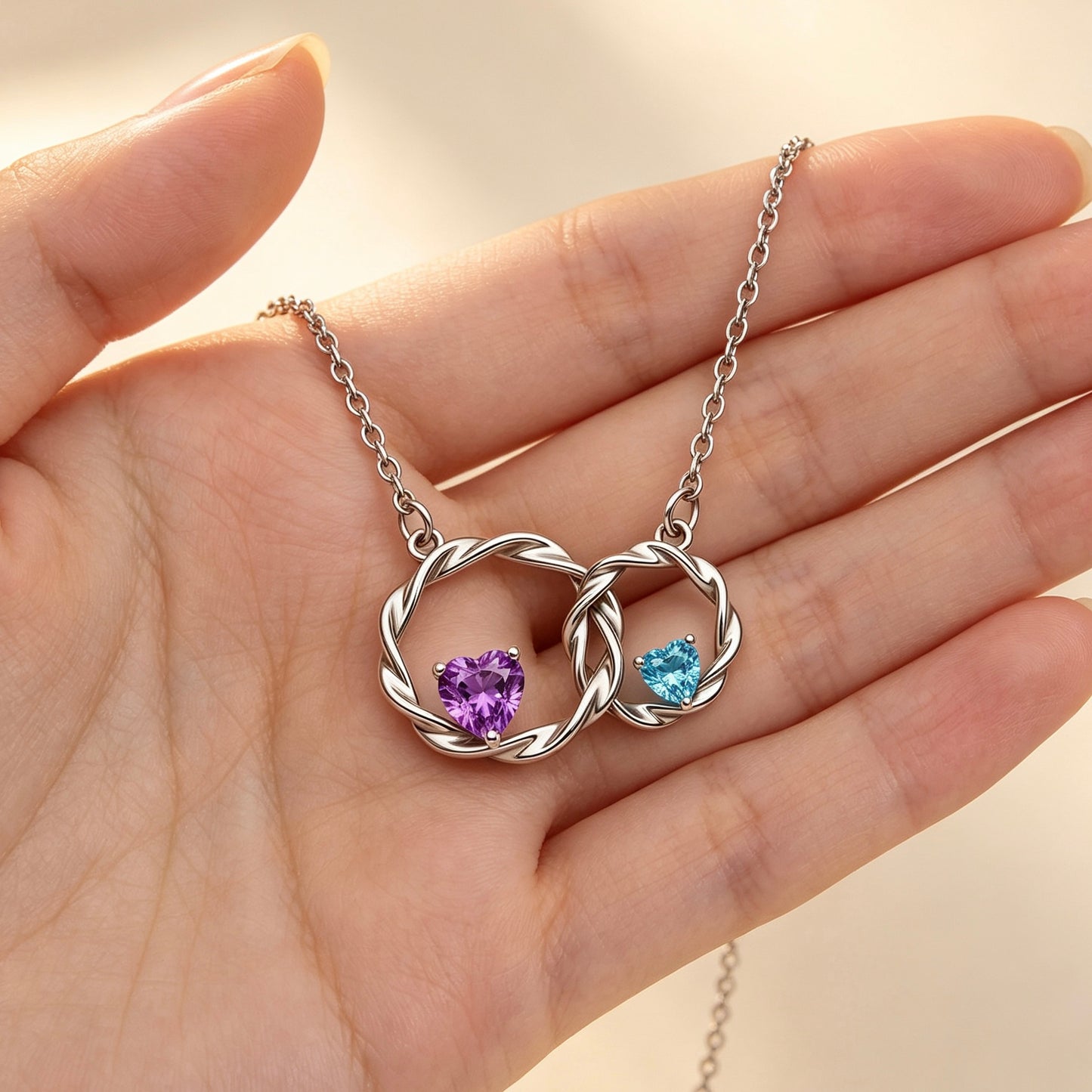 For My Daughter- I Always With You Custom Double Birthstones Necklace