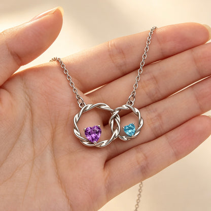 For My Daughter- I Always With You Custom Double Birthstones Necklace