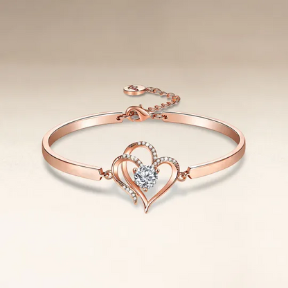 For Unbiological Daughter -I Always With You Double Heart Diamond Bracelet