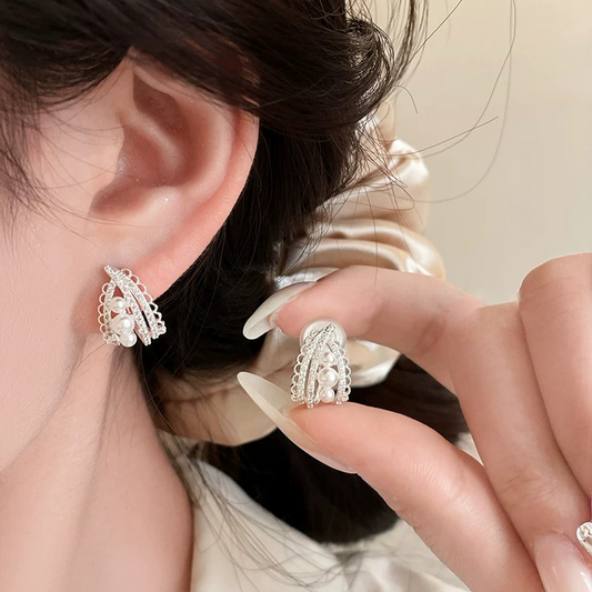 🌸Vintage Pearl Zircon Lace Earrings