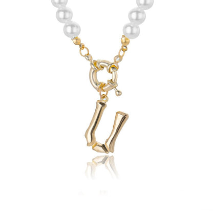 Personal Pearl Necklace Choker Alphabet A-Z