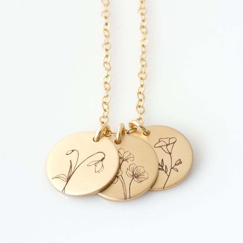 Wildflower Engraved Necklace
