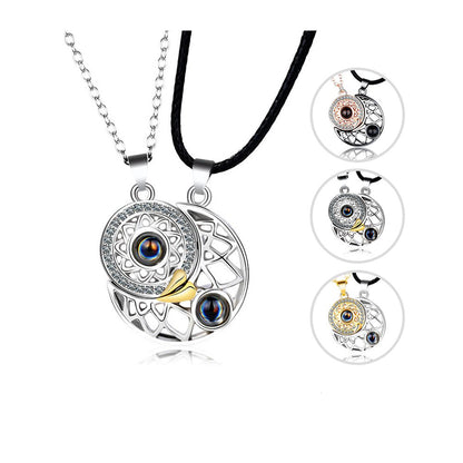 100 Languages I Love You Necklace Projection Pendant Sun And Moon Couple Gift