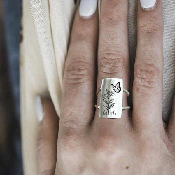 S925 Sterling Silver Flower Butterfly Bee Dragonfly Ring