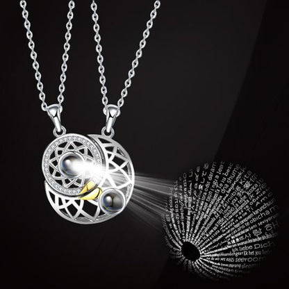 100 Languages I Love You Necklace Projection Pendant Sun And Moon Couple Gift