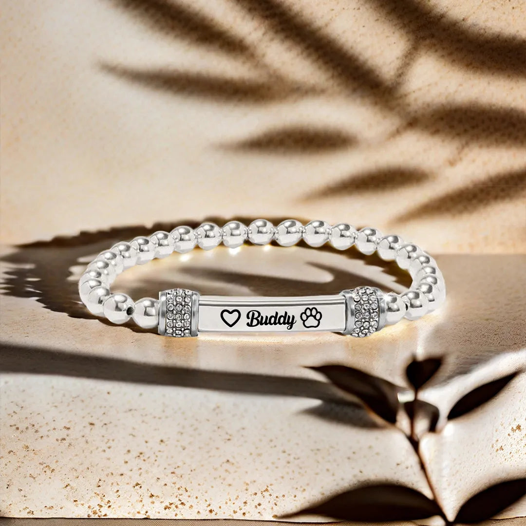 FOR MEMORIAL - My Four-legged Angel is Always Near By Custom Name Bead Bracelet