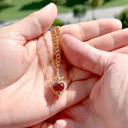 Heart and Sword Pendant Necklace - Couple Necklaces