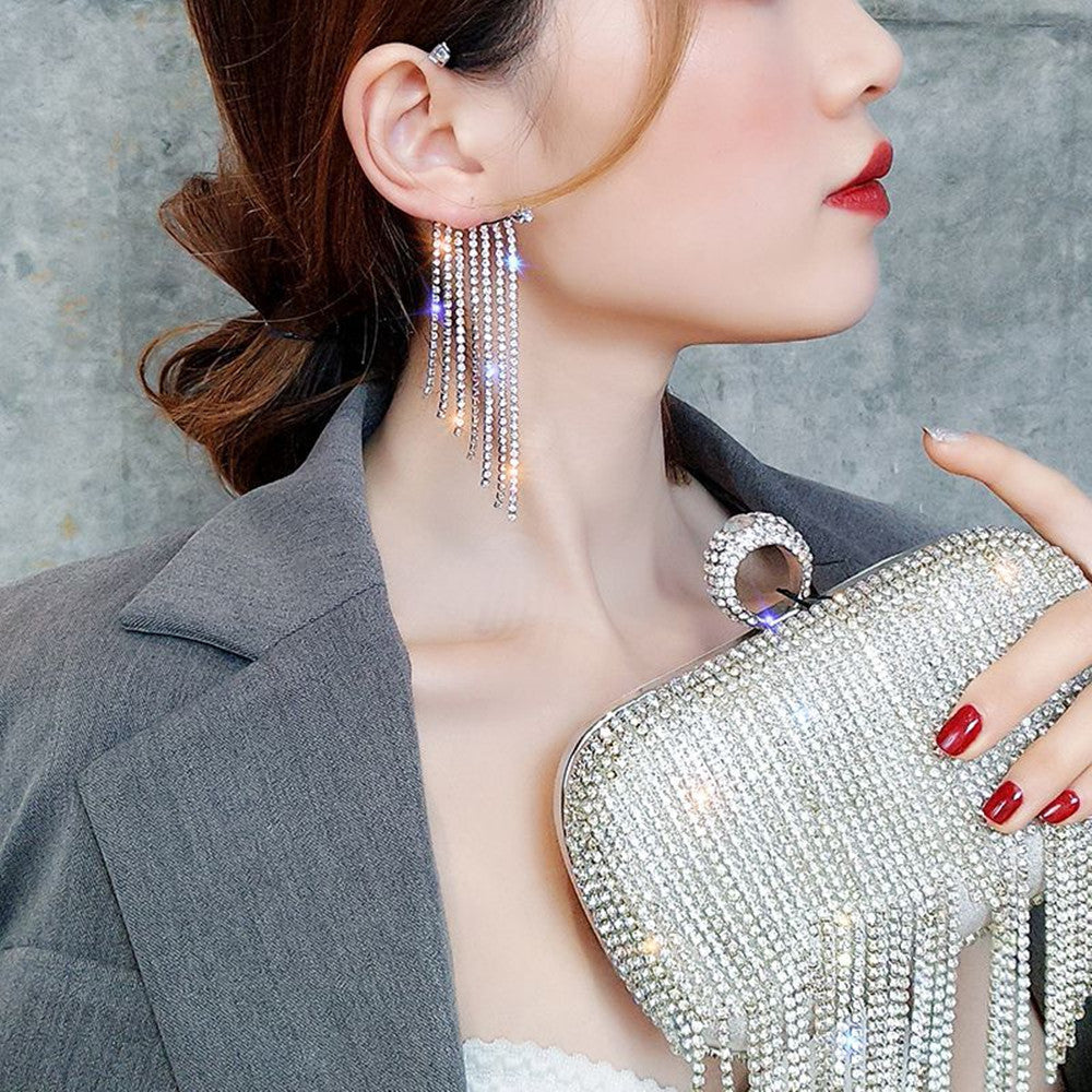 Sparkling Crystal Tassel Earring