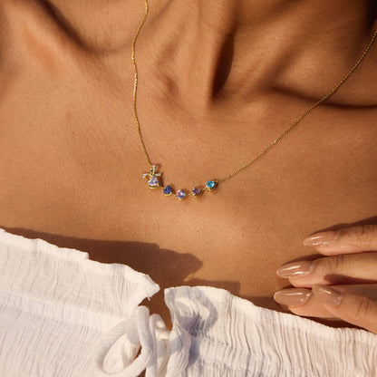 Mama's Heartbeats Mom And 1-6 Birthstone Bow Necklace