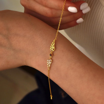 For Memorial- I'm a Wife to a Husband Custom Birthstone Wing Bracelet
