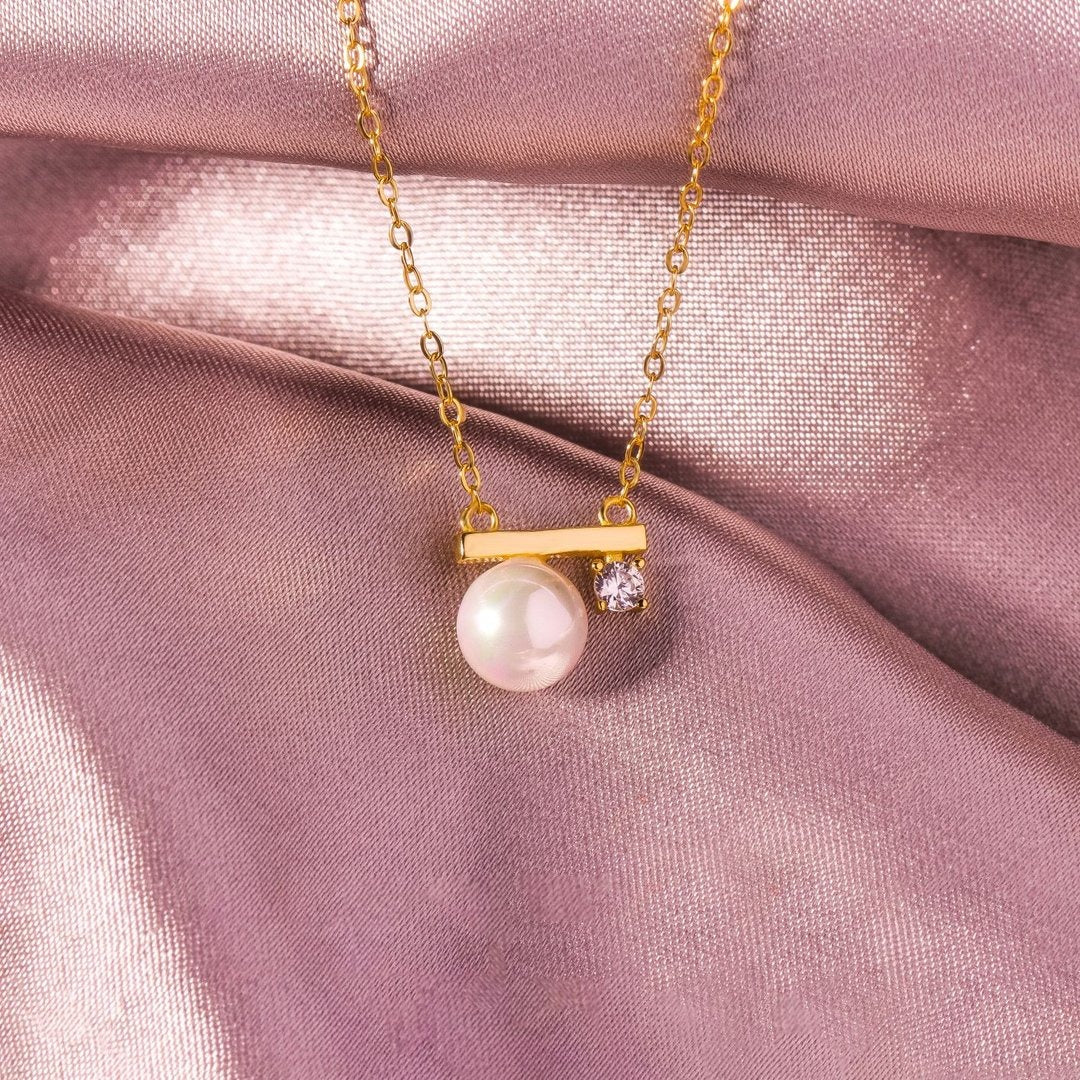 S925 Life is 90% How You React it Pearl Balance Necklace