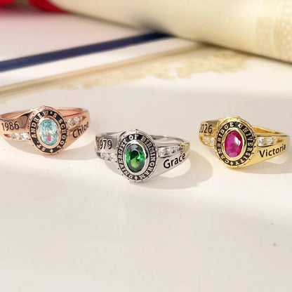 Personalized Engraved Birthstone Graduation Ring - Gifts for Graduates