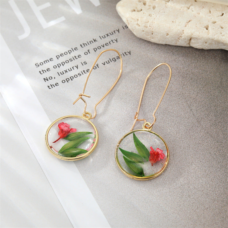 Boho Round Dried Flower Earrings