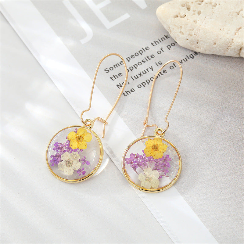 Boho Round Dried Flower Earrings