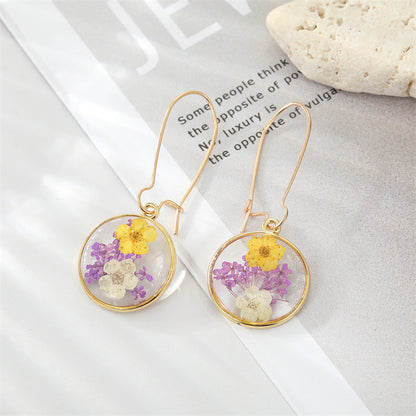 Boho Round Dried Flower Earrings