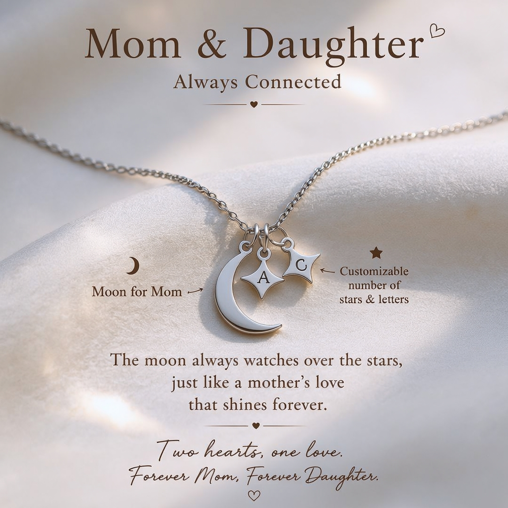 For Love- Custom Moon and Star Necklace