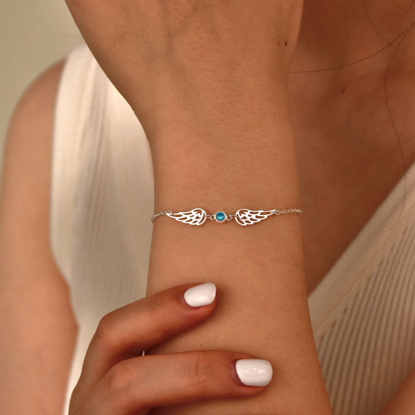 For Memorial- I'm a Wife to a Husband Custom Birthstone Wing Bracelet