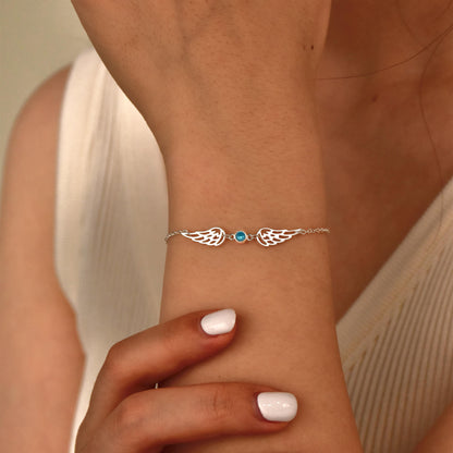 For Memorial- I'm a Wife to a Husband Custom Birthstone Wing Bracelet