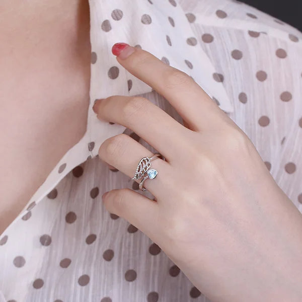 For Memorial - Customized Angel Wing by My Side Ring