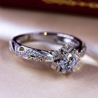 Snowflake Design Moissanite Ring