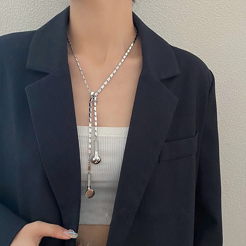 Shiny Zircon Slightly Inlaid Earphone Necklace