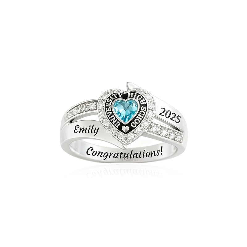 Personalized Engraved Birthstone Graduation Ring - Gifts for Graduates