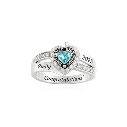 Personalized Engraved Birthstone Graduation Ring - Gifts for Graduates