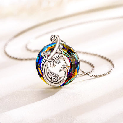 For Self - I Survived Because The Fire Inside Me Burns Brighter Than The Fire Around Me Colorful Crystal Phoenix Necklace