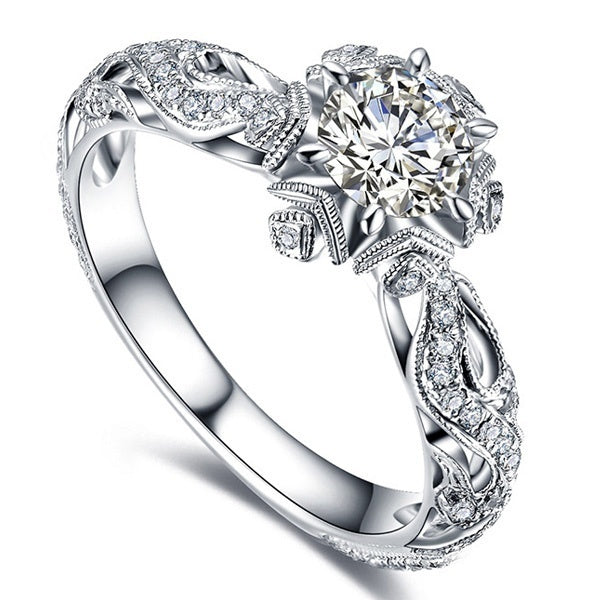Snowflake Design Moissanite Ring