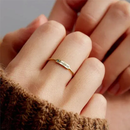 FOR MEMORIAL - CUSTOM NAME & BIRTHSTONR RING
