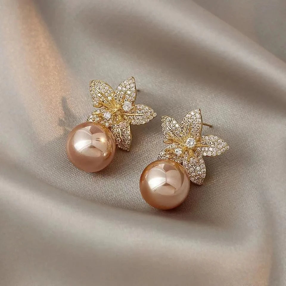 Hot Sale🎁Sparkling Pearl Flower Earrings