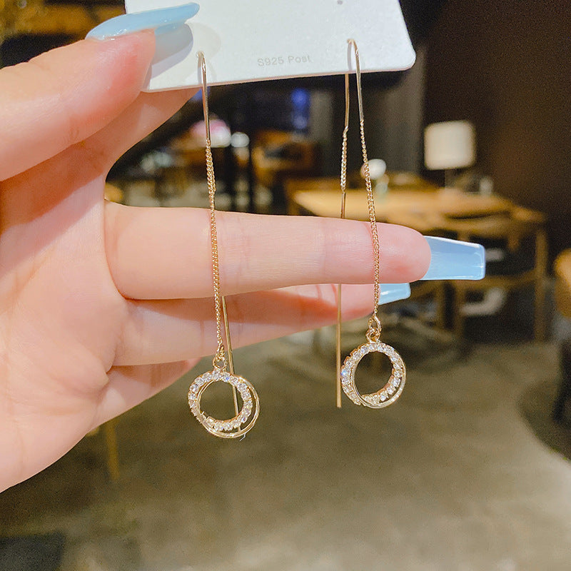 Tassel Threading Long Chain Earrings