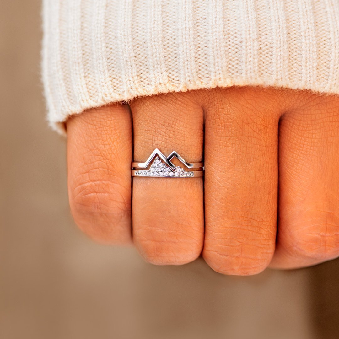 Daughter Faith Moves Mountains Pavé Mountain Ring