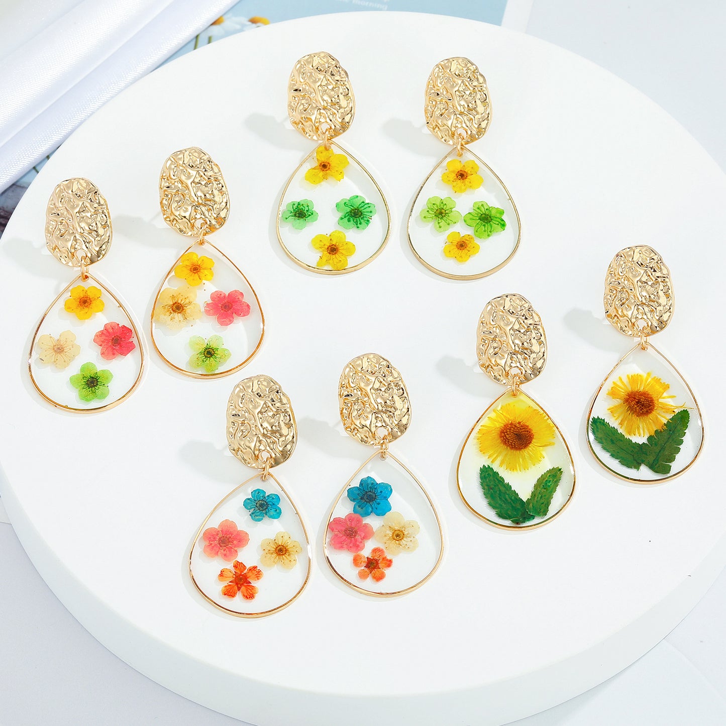 Water Drop Forget Me Not Flower Earrings